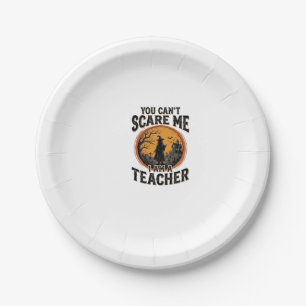 Vintage Halloween Teacher Scary School Shirt Desig Paper Plate