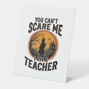 Vintage Halloween Teacher Scary School Shirt Desig Pedestal Sign