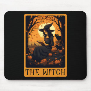 Vintage Halloween The Witch Tarot Card Reading Fal Mouse Pad