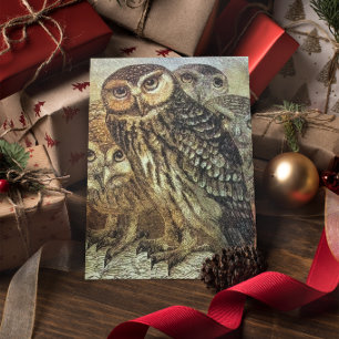 Vintage Halloween Three Owls Card