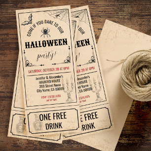 Vintage Halloween Ticket Invitation