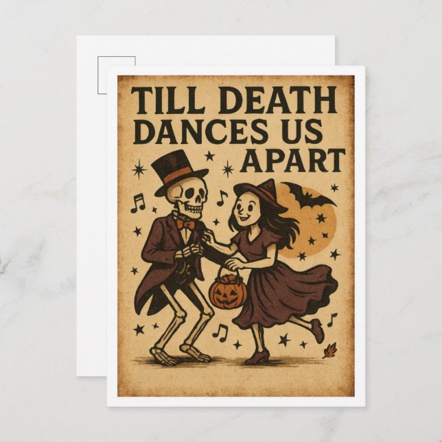 Vintage Halloween Till Death Dance Us Apart Postcard (Front/Back)
