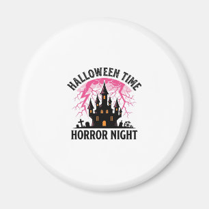 Vintage Halloween Time Horror Night Haunted Castle Magnet