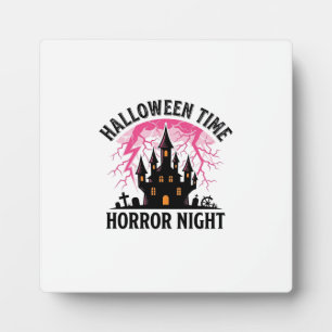 Vintage Halloween Time Horror Night Haunted Castle Plaque