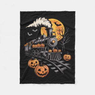 Vintage Halloween Train Jack O Lantern Pumpkin Men Fleece Blanket