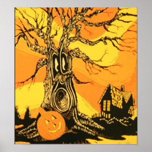 Vintage Halloween Tree Poster