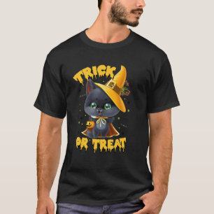 Vintage Halloween Trick Or Treat Kitten Cat Candy T-Shirt