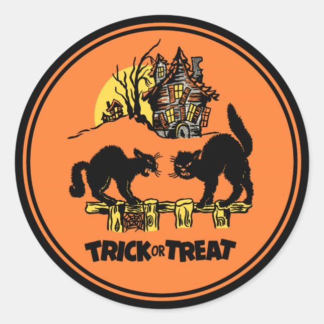 Vintage Halloween Trick Or Treat Sticker (Front)
