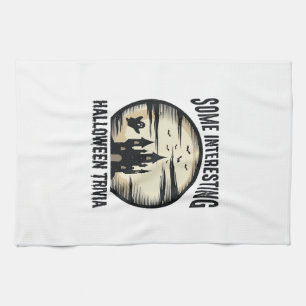 Vintage Halloween Trivia Ghost Moon Shirt Design_1 Tea Towel