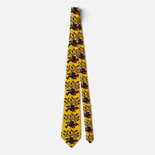 Vintage Halloween Vampire and Flying Pumpkin Bats Tie