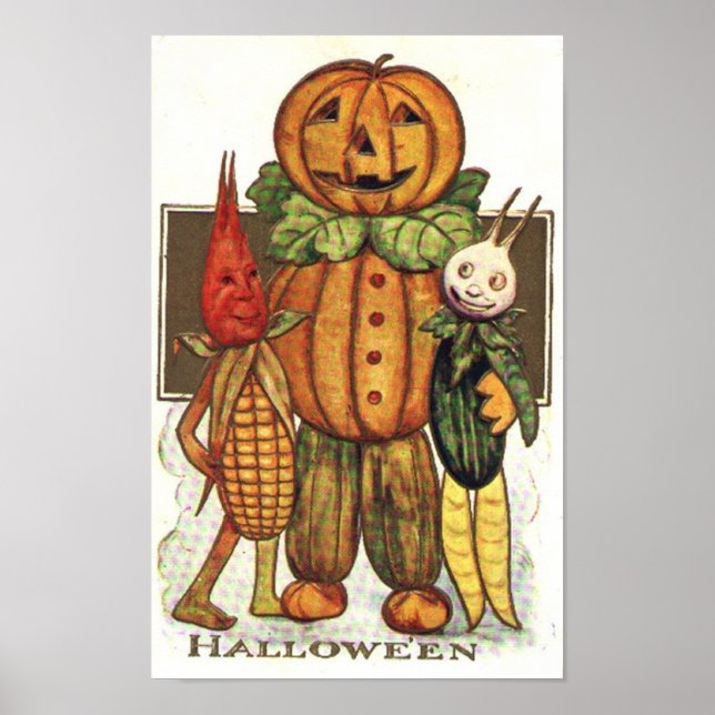 Vintage Halloween Veggies Poster (Front)