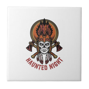 Vintage Halloween Warrior Engraving Graphic for Wh Ceramic Tile