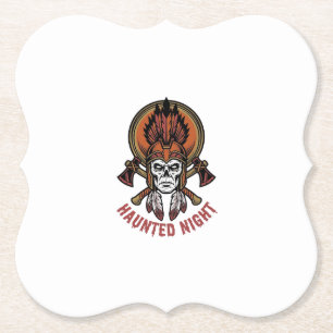 Vintage Halloween Warrior Engraving Graphic for Wh Paper Coaster