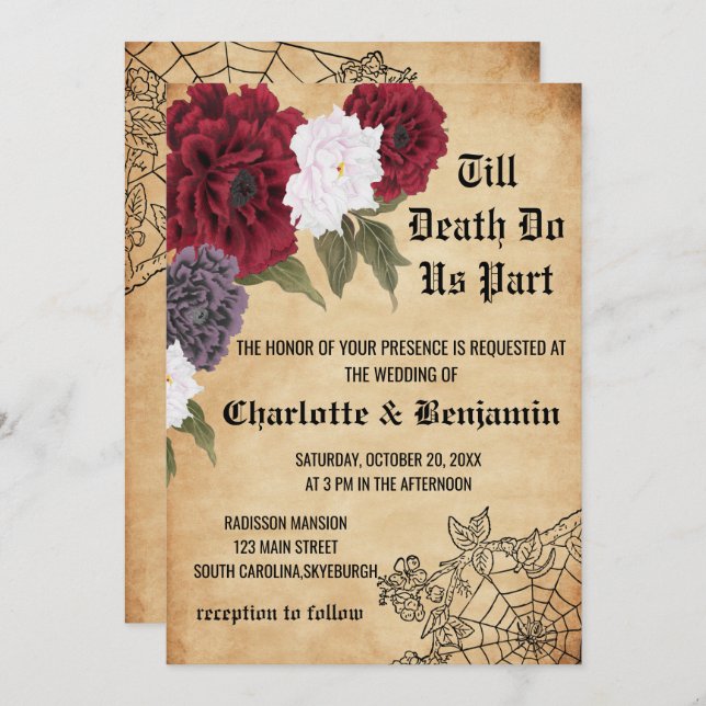 Vintage Halloween Wedding  Invitation (Front/Back)