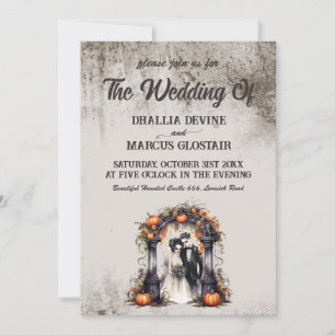 Vintage Halloween Wedding  Invitation