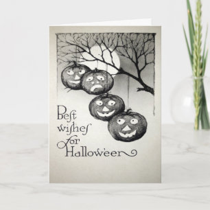 Vintage Halloween Wishes Card  
