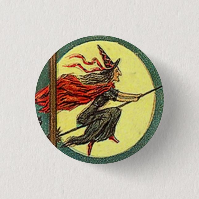 Vintage Halloween Witch 3 Cm Round Badge (Front)