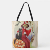 Vintage Halloween Witch and Black Cat