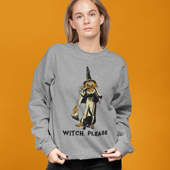 Vintage Halloween Witch and Cat Custom Slogan Sweatshirt (Creator Uploaded)