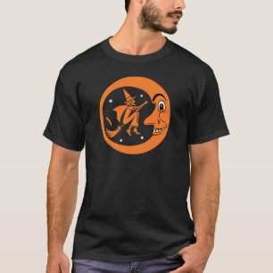 Vintage Halloween Witch and Moon Design T-Shirt