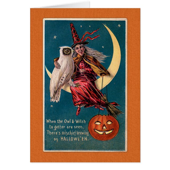 Vintage Halloween Witch and Owl (Front)