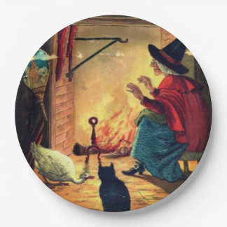 Vintage Halloween Witch by Warm Hearth Paper Plat Plate