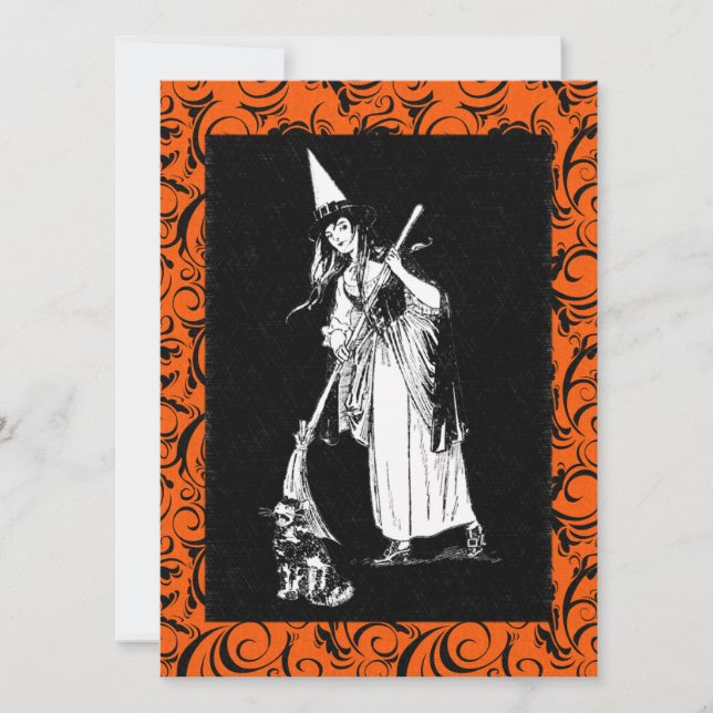 Vintage Halloween Witch Card (Front)