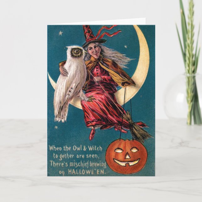 Vintage Halloween Witch Card (Front)