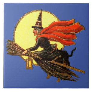 Vintage Halloween Witch Ceramic Tile