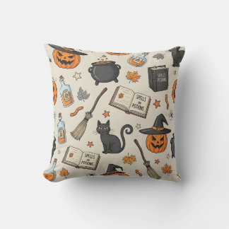 Vintage Halloween Witch Cushion