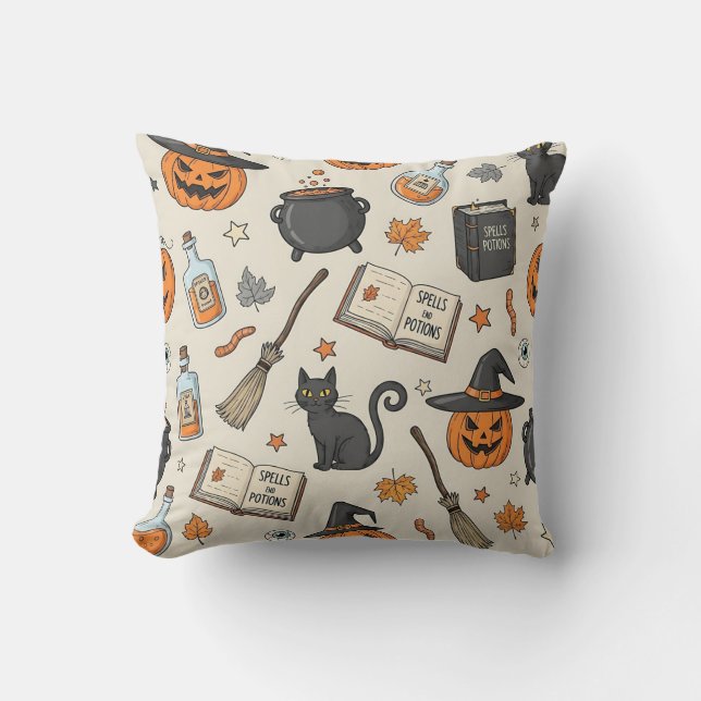 Vintage Halloween Witch Cushion (Front)