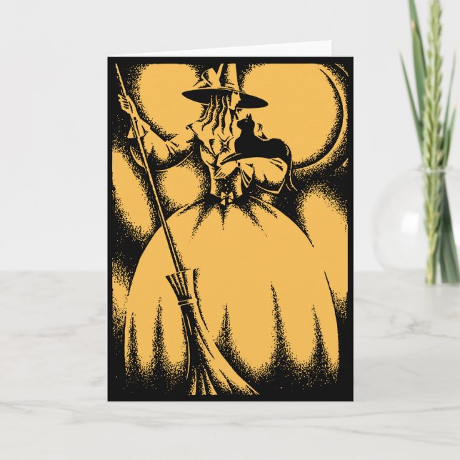 Vintage Halloween Witch Greeting Card (Front)
