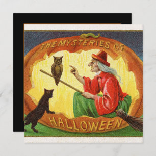 Vintage Halloween witch Holiday party Invitation