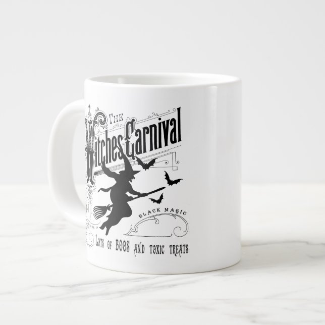 Vintage Halloween Witch Large Coffee Mug (Front Left)