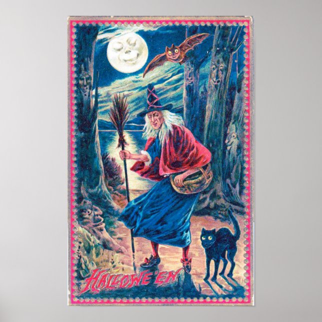Vintage Halloween Witch Matte Poster (Front)