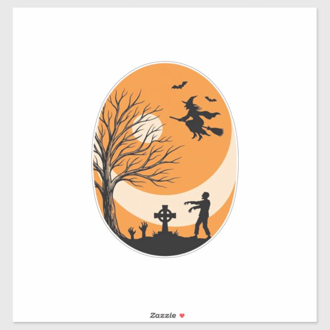Vintage Halloween Witch Moon Graveyard Vector Desi (Sheet)