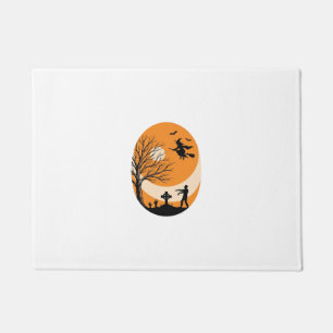 Vintage Halloween Witch Moon Graveyard Vector Desi Doormat