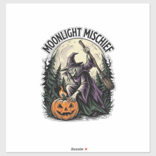 Vintage Halloween Witch Moonlight Mischief Graphic