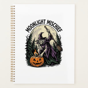 Vintage Halloween Witch Moonlight Mischief Graphic Planner