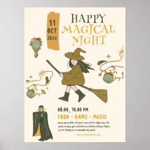 Vintage Halloween Witch Party, Halloween Party Poster