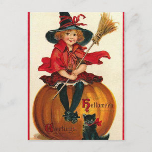 Vintage Halloween Witch Postcard