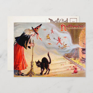 Vintage Halloween Witch Postcard