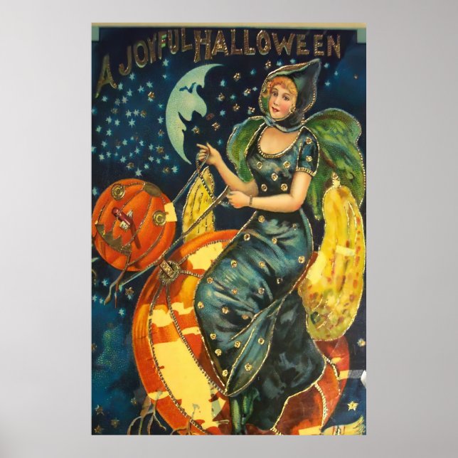 Vintage Halloween Witch Poster (Front)