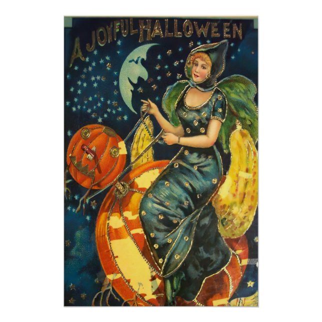 Vintage Halloween Witch Poster (Front)