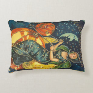 Vintage Halloween Witch Poster Decorative Cushion