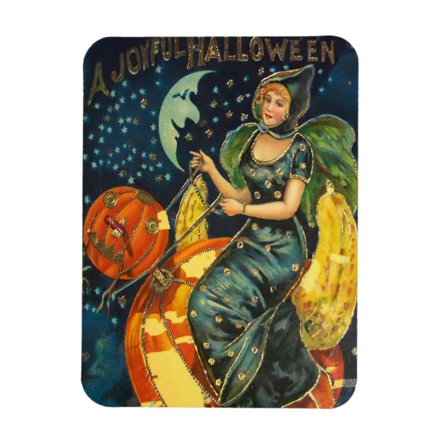 Vintage Halloween Witch Poster Magnet (Vertical)
