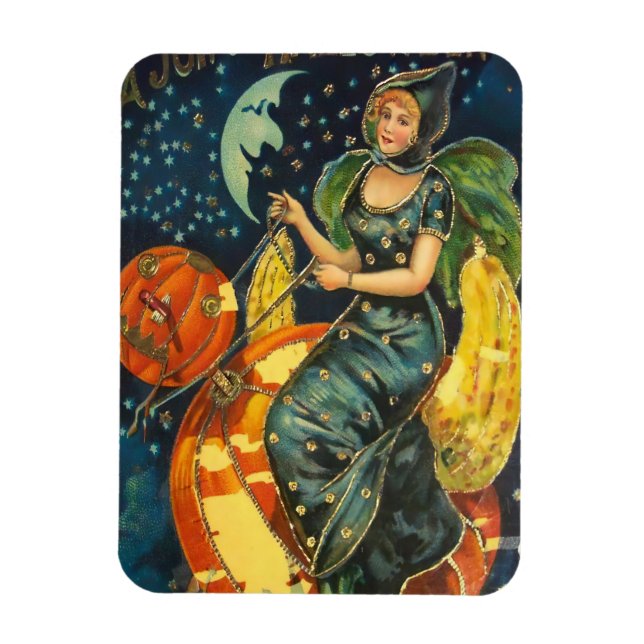 Vintage Halloween Witch Poster Magnet (Vertical)