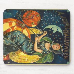 Vintage Halloween Witch Poster Mouse Pad