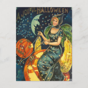 Vintage Halloween Witch Poster Postcard