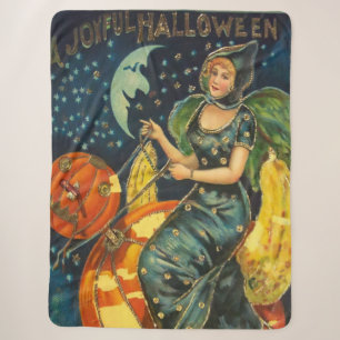Vintage Halloween Witch Poster Sherpa Blanket